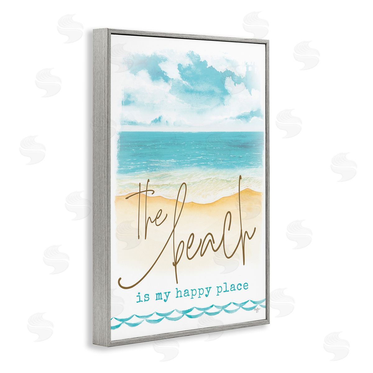 Mollie B. Beach is Happy Place Gray Framed Giclee Wall Art Print