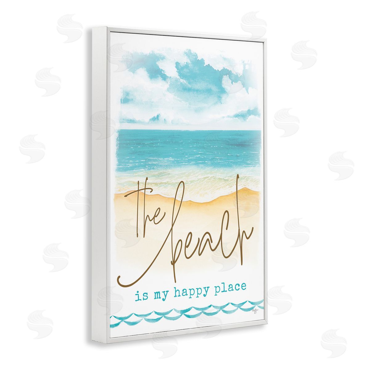 Mollie B. Beach is Happy Place White Framed Giclee Wall Art Print