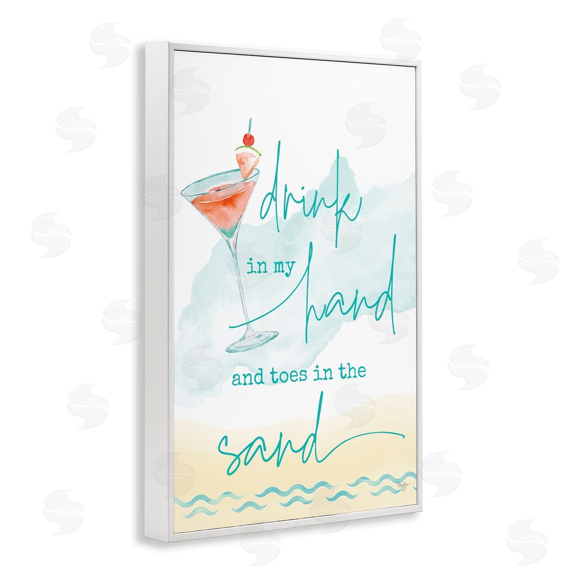 Mollie B. Drink & Sand Beach Sentiment White Framed Giclee Wall Art Print