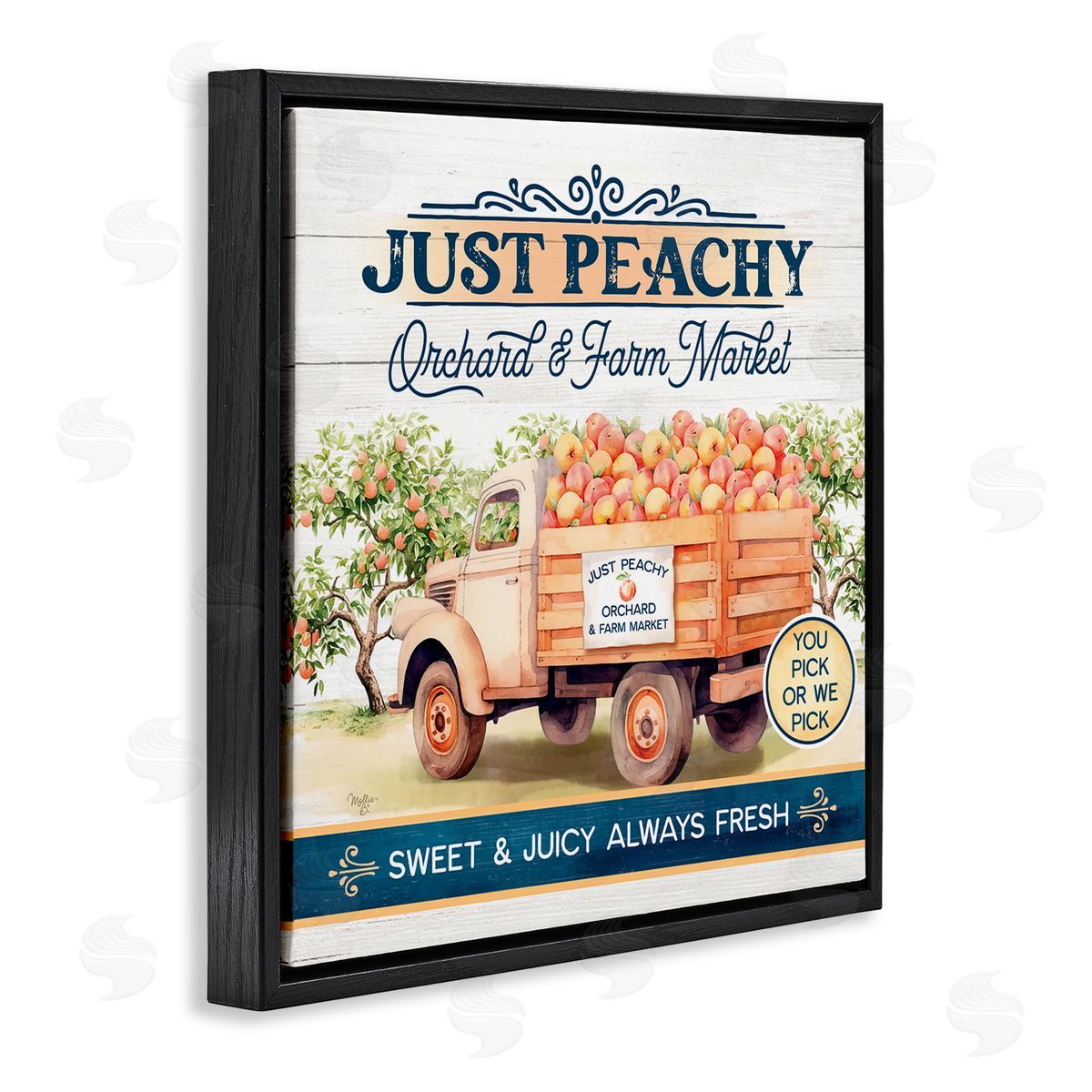 Mollie B. Just Peachy Orchard Black Floating Frame Canvas Wall Art Print