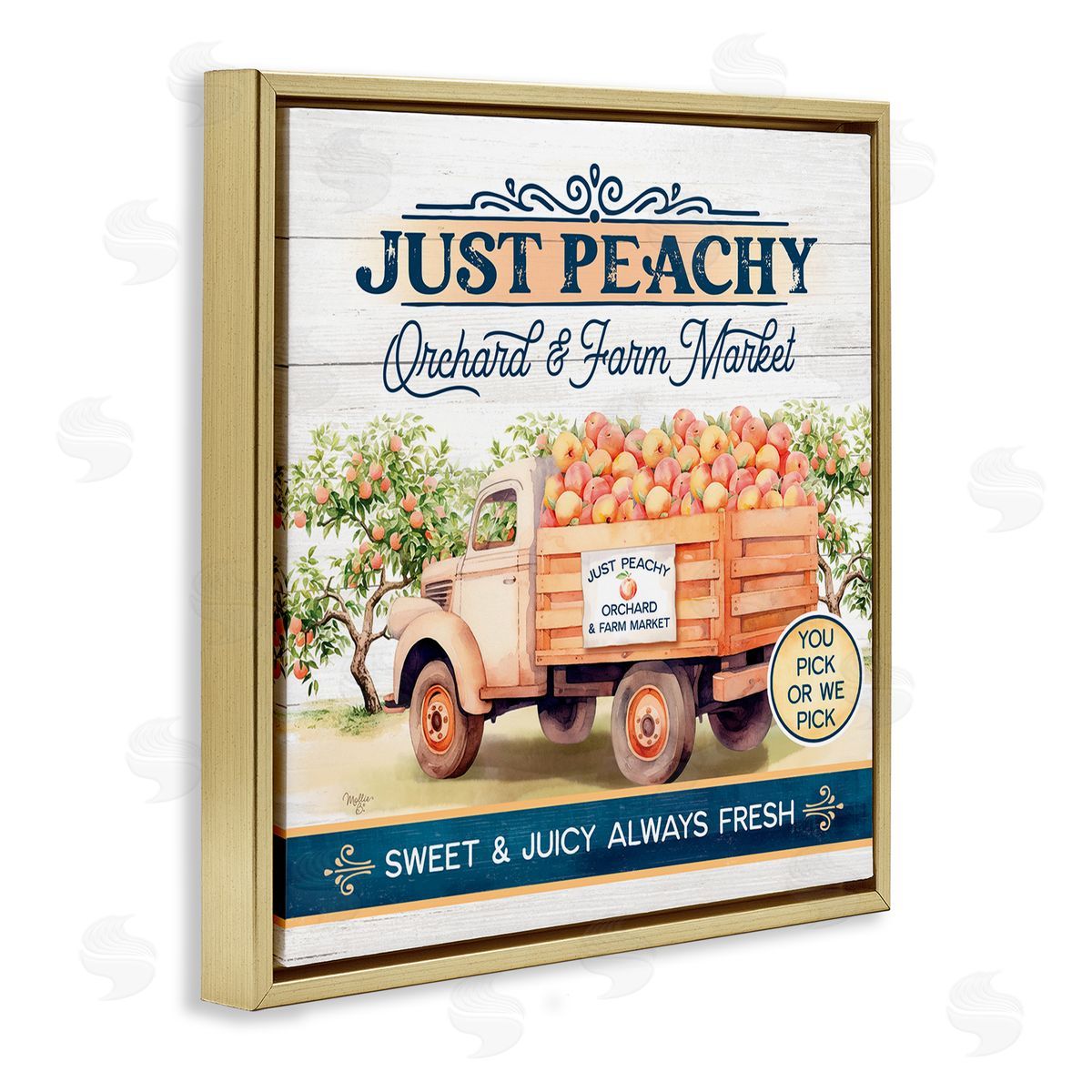 Mollie B. Just Peachy Orchard Gold Floating Frame Canvas Wall Art Print