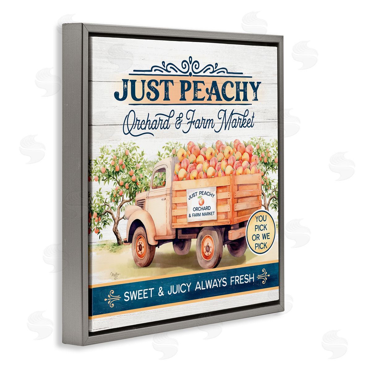 Mollie B. Just Peachy Orchard Gray Floating Frame Canvas Wall Art Print