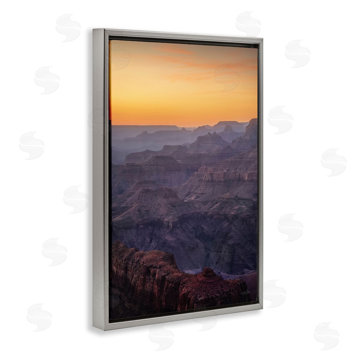 Martin Podt Orange Sunset Canyon Gray Floating Frame Canvas Wall Art Print