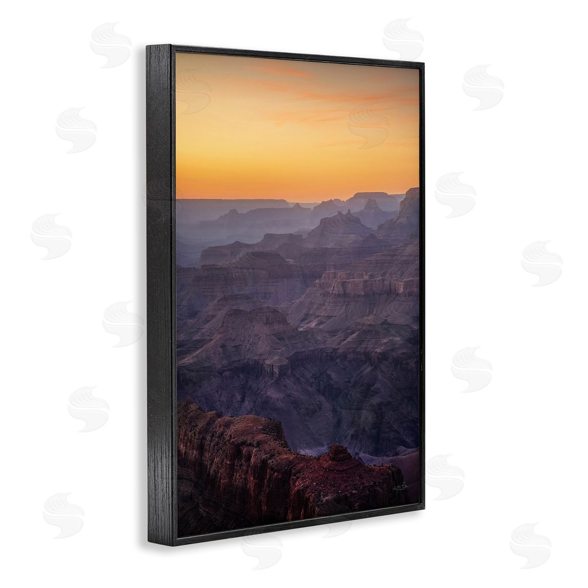 Martin Podt Orange Sunset Canyon Black Framed Giclee Wall Art Print
