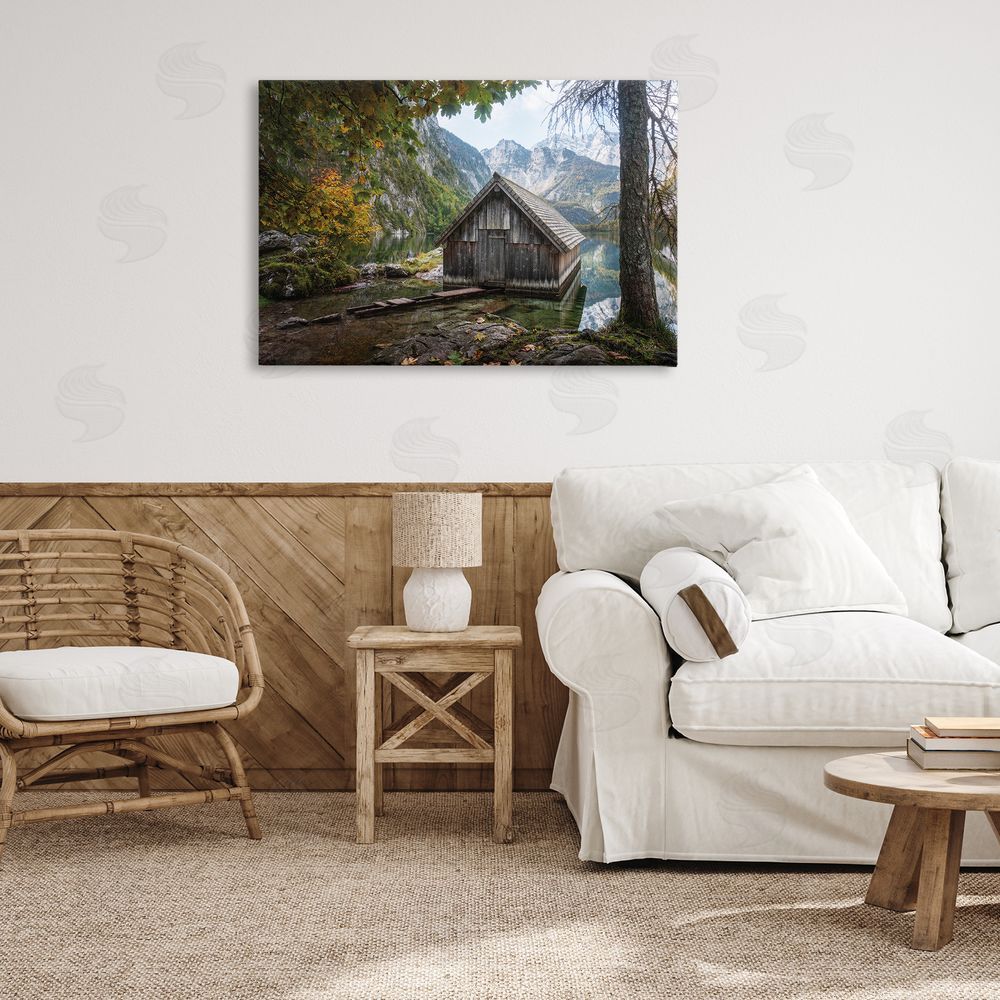 Masey St. Studios Mystical Cabin on Lake Canvas Wall Art Print in Room