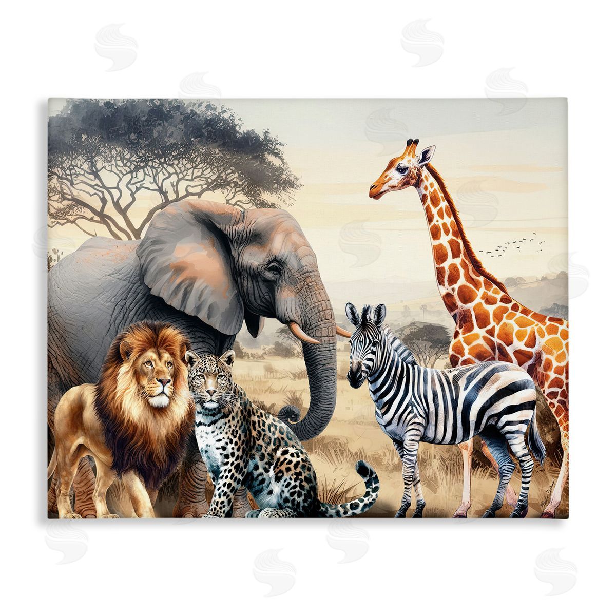 Nicole DeCamp Grouped Jungle Animals Canvas Wall Art Print