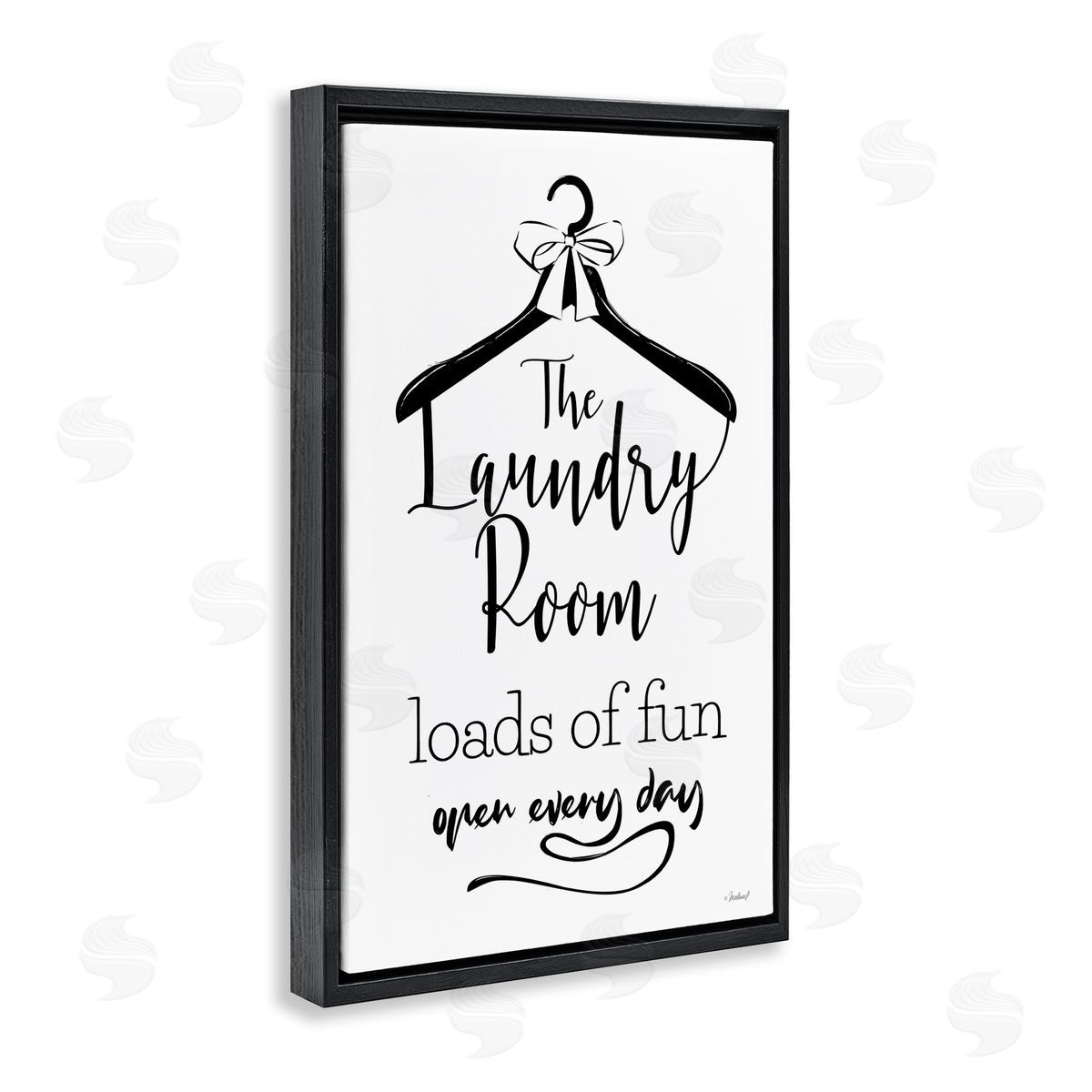 Martina Pavlova Laundry Room with Hanger Black Floating Frame Canvas Wall Art Print
