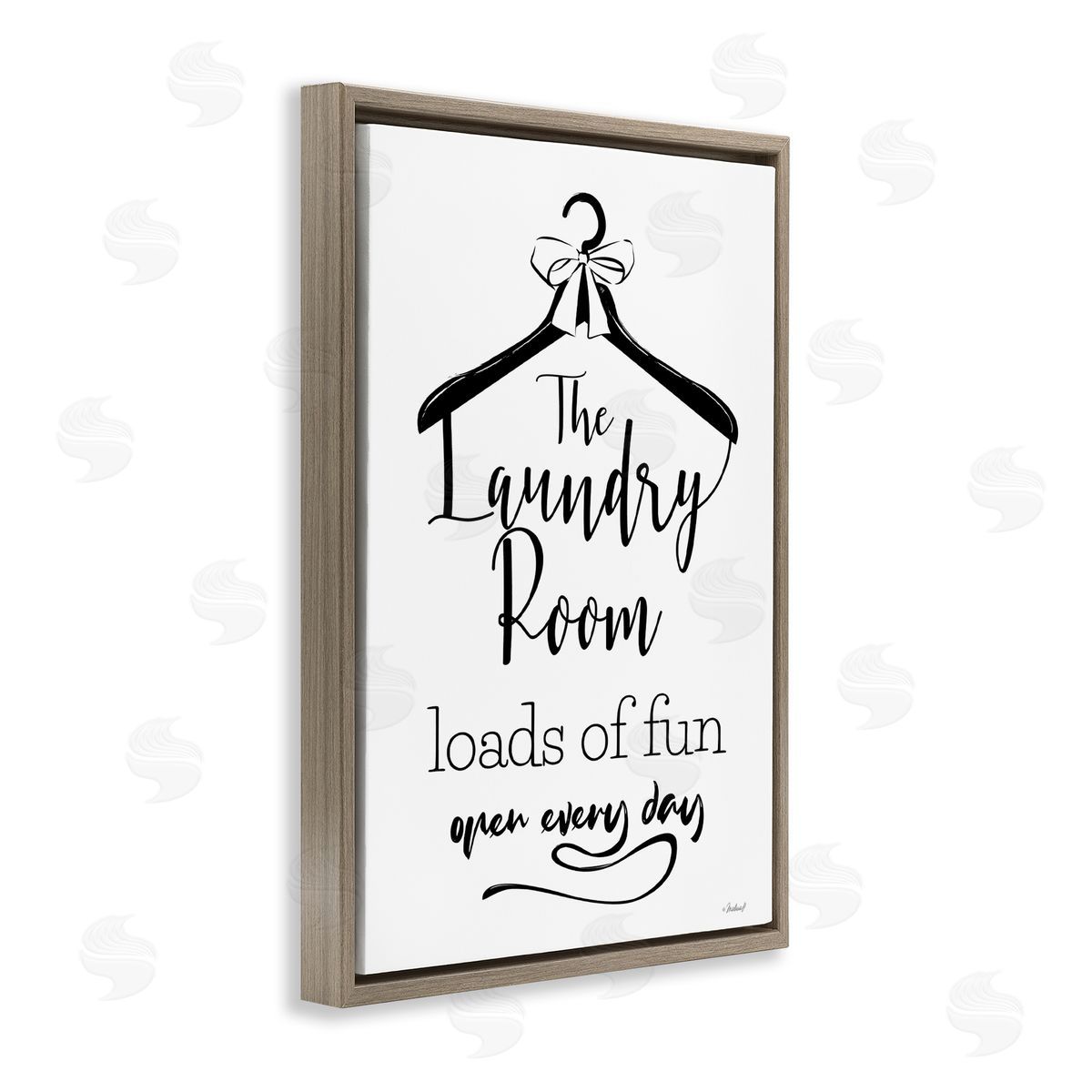 Martina Pavlova Laundry Room with Hanger Brown Floating Frame Canvas Wall Art Print