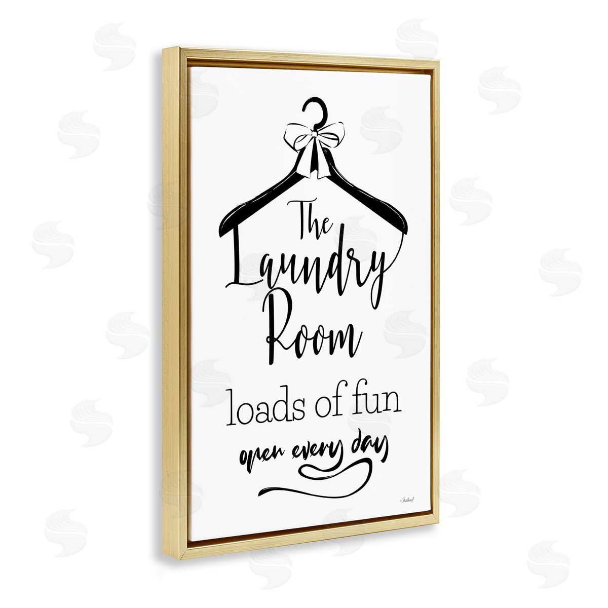 Martina Pavlova Laundry Room with Hanger Gold Floating Frame Canvas Wall Art Print