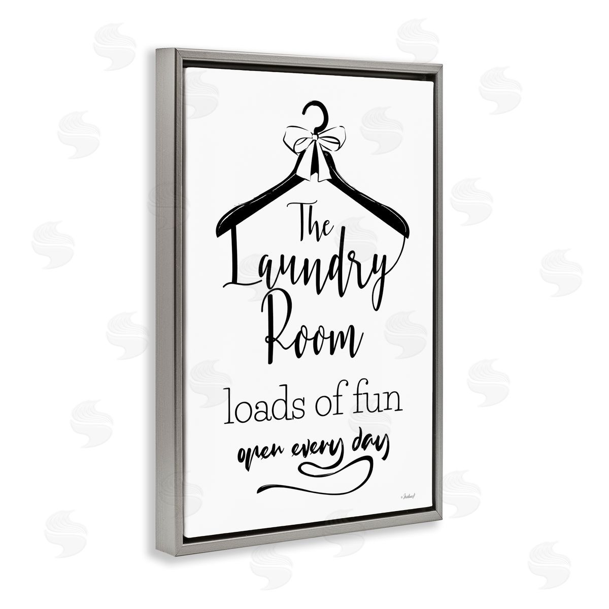 Martina Pavlova Laundry Room with Hanger Gray Floating Frame Canvas Wall Art Print