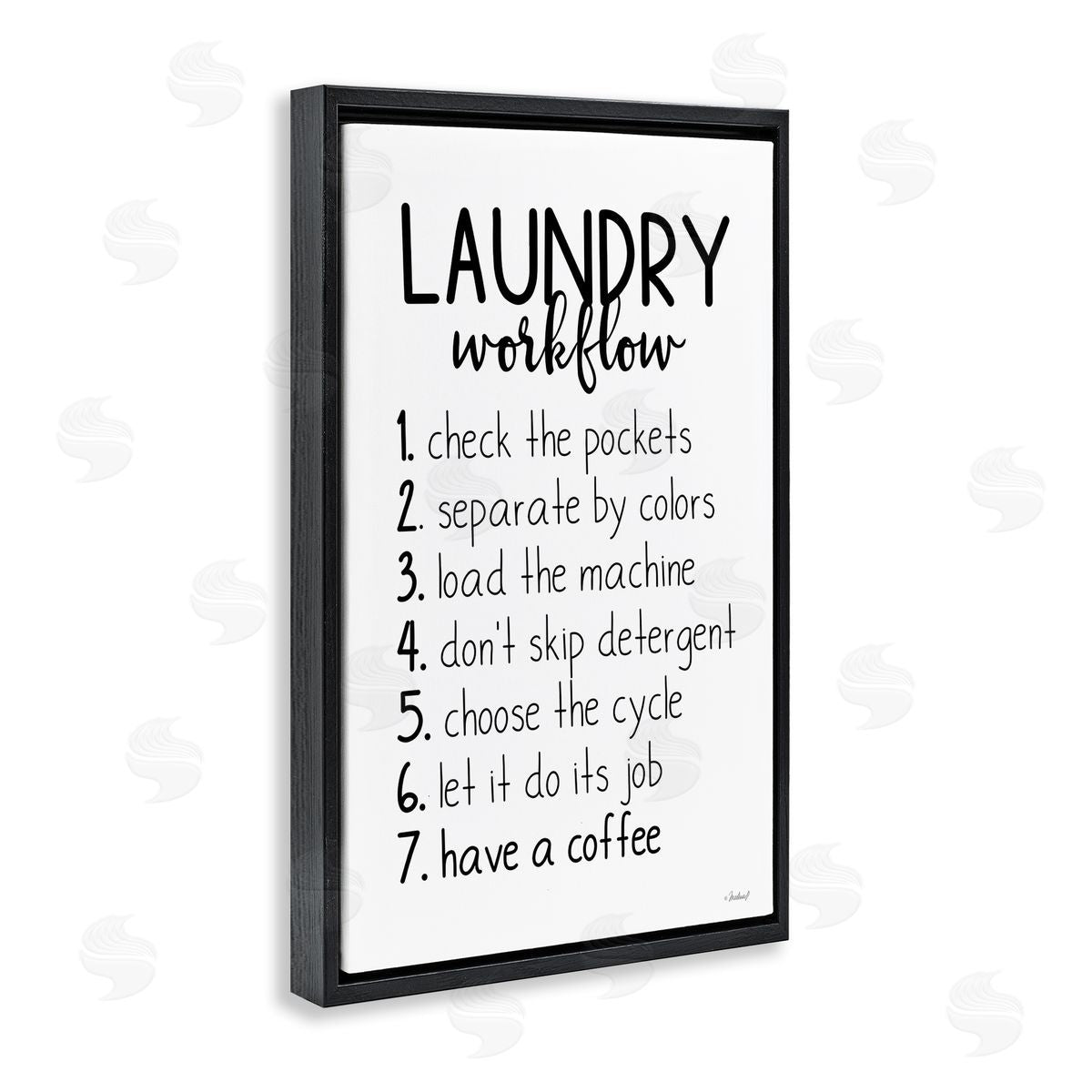 Rachel Nieman Laundry Workflow Steps Black Floating Frame Canvas Wall Art Print