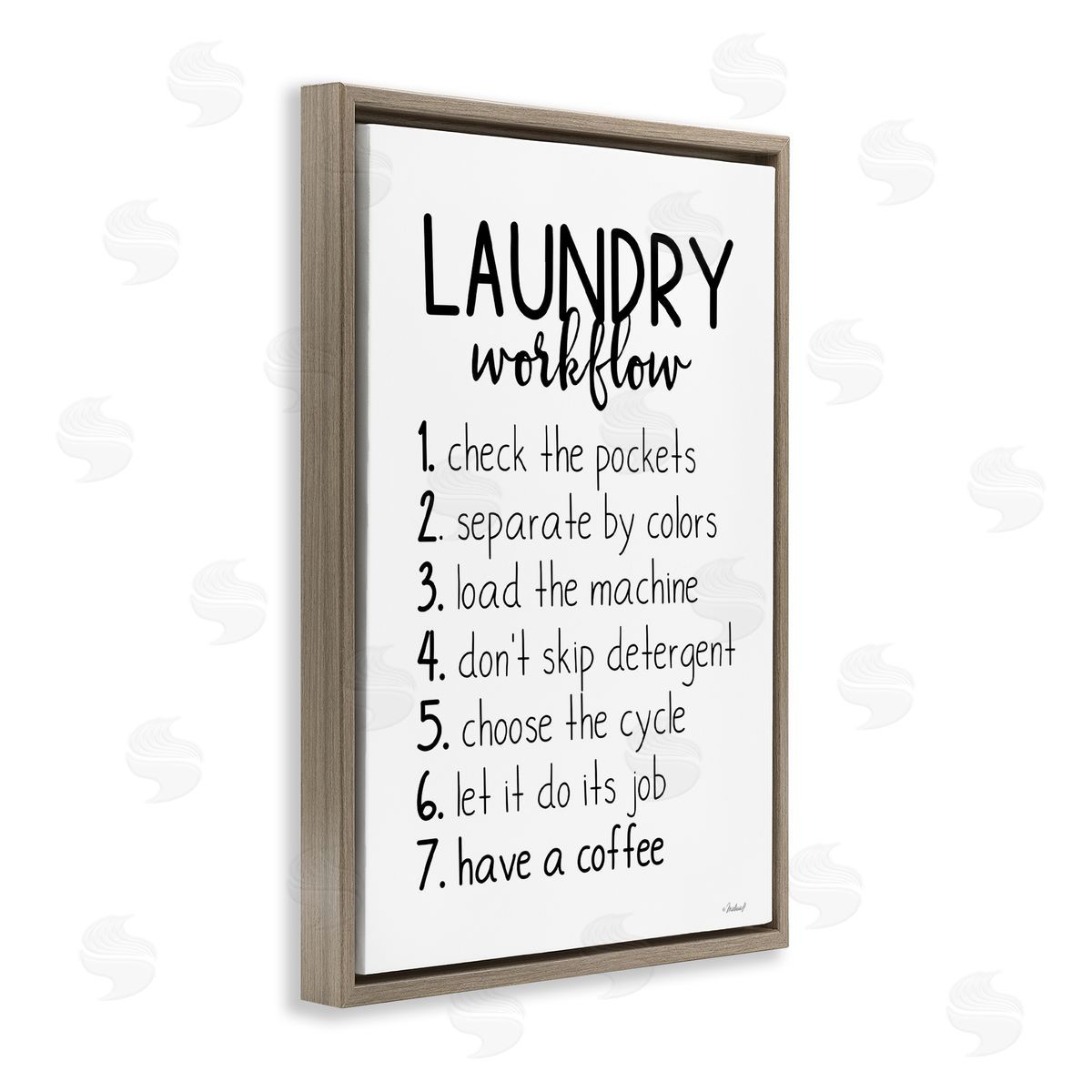 Rachel Nieman Laundry Workflow Steps Brown Floating Frame Canvas Wall Art Print