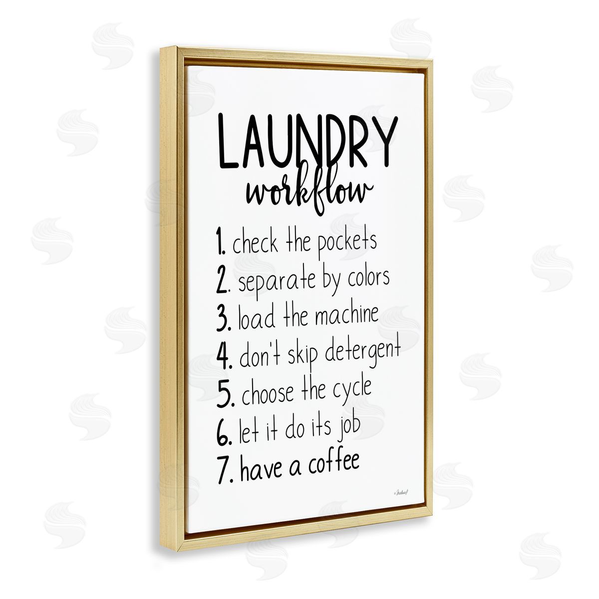 Rachel Nieman Laundry Workflow Steps Gold Floating Frame Canvas Wall Art Print