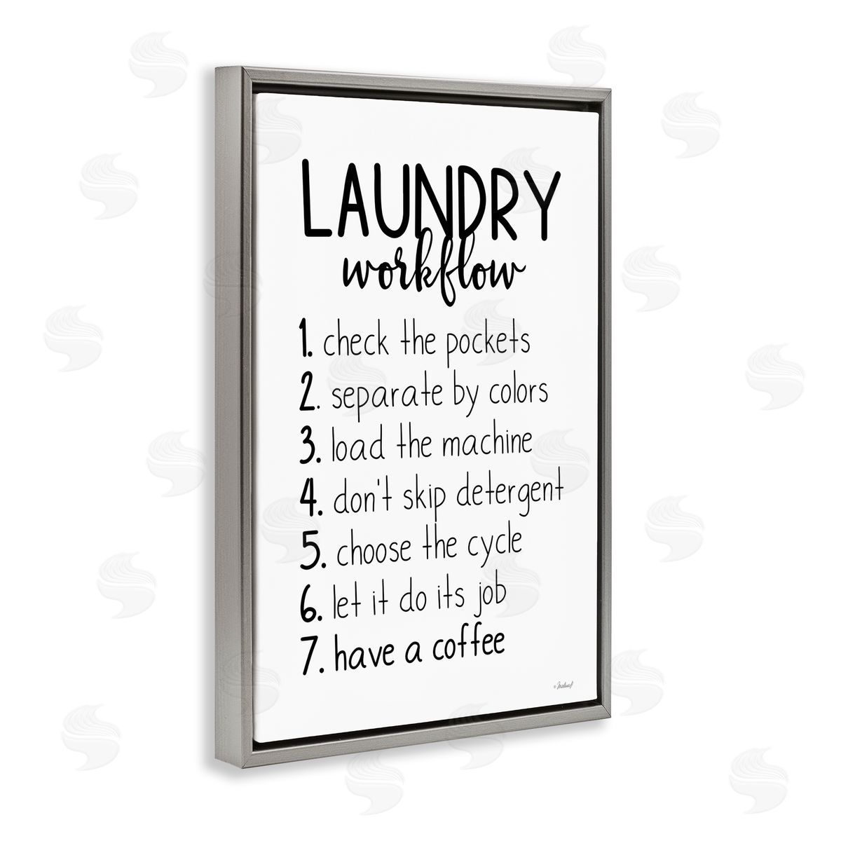 Rachel Nieman Laundry Workflow Steps Gray Floating Frame Canvas Wall Art Print