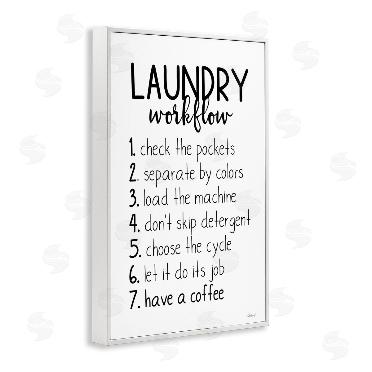 Rachel Nieman Laundry Workflow Steps White Framed Giclee Wall Art Print