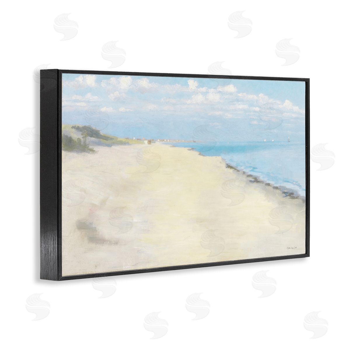 Stellar Design Studio Solemn Beach Tide Black Framed Giclee Wall Art Print