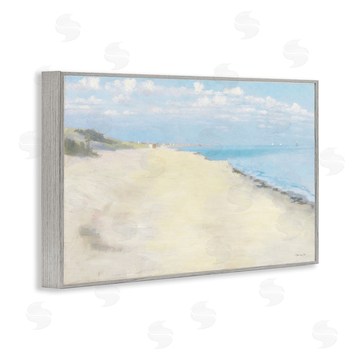 Stellar Design Studio Solemn Beach Tide Gray Framed Giclee Wall Art Print