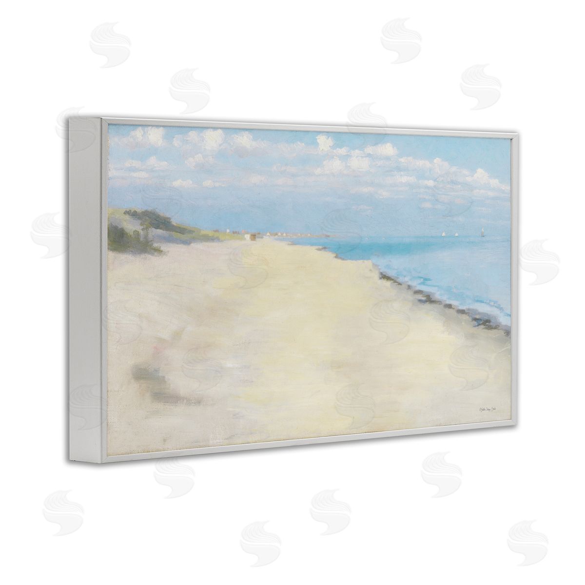 Stellar Design Studio Solemn Beach Tide White Framed Giclee Wall Art Print