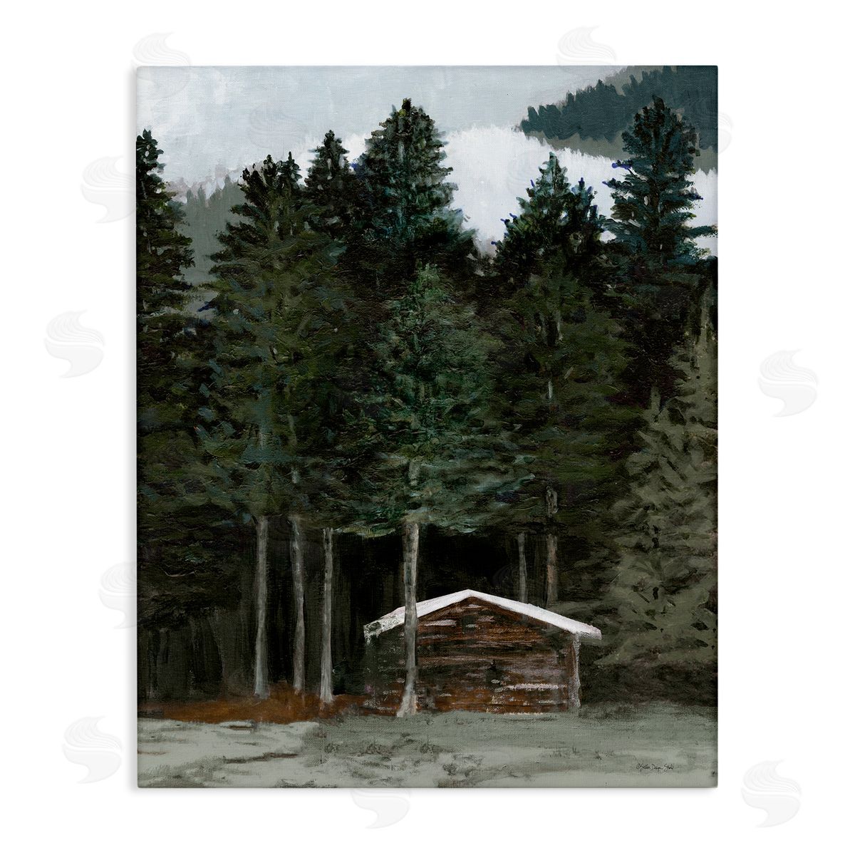 Stellar Design Studio Log Cabin Forest Thicket Canvas Wall Art Print