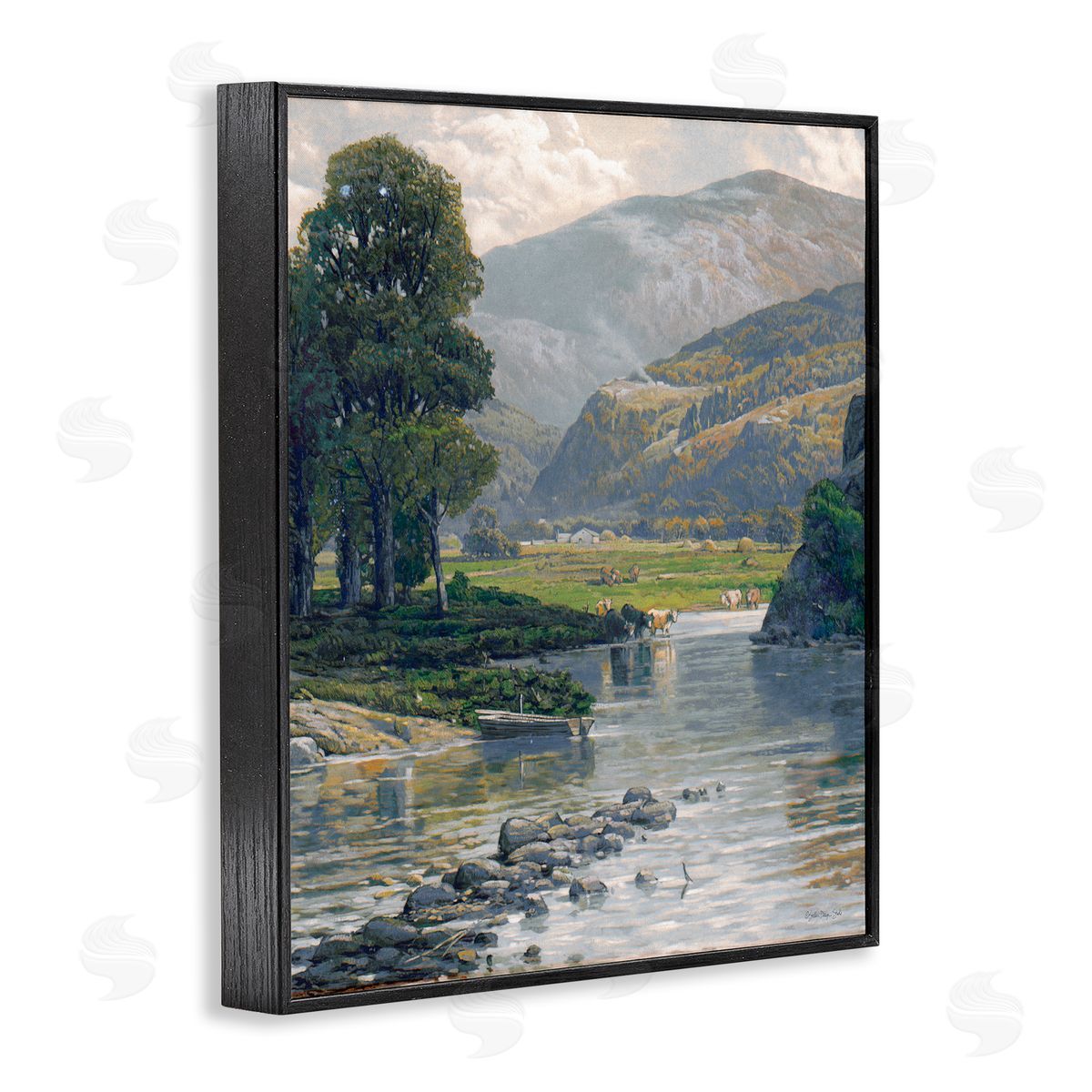 Stellar Design Studio Pebbled Creek Terrain Black Framed Giclee Wall Art Print