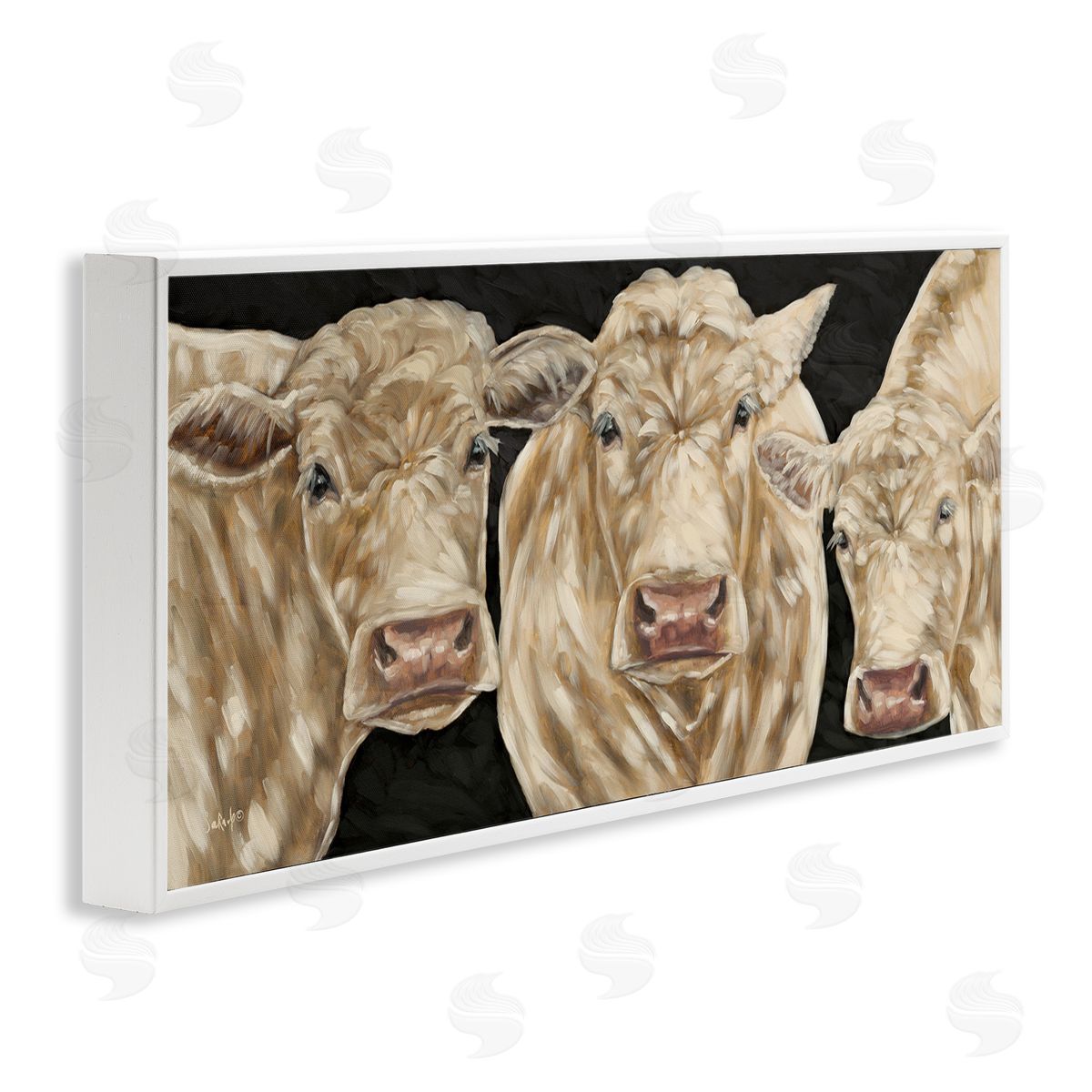 Seven Trees Design Three Sheep on Black