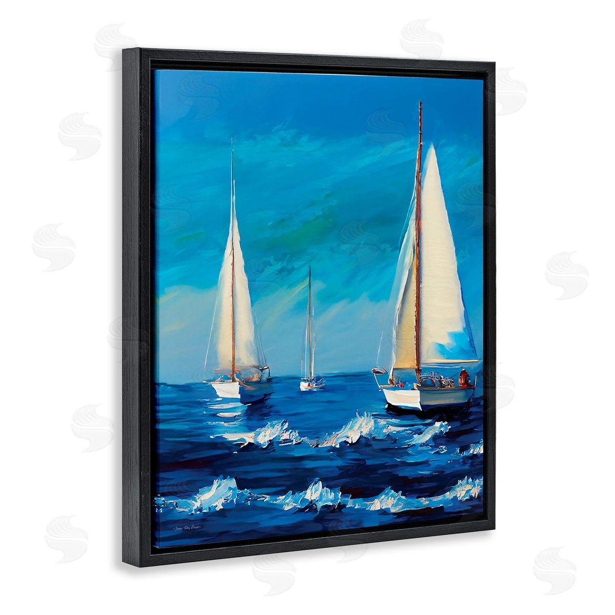 Seven Trees Design Sailors on Ebbing Tide Black Floating Frame Canvas Wall Art Print