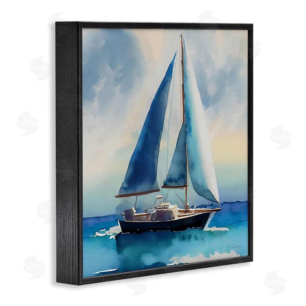 Yass Naffas Designs Watercolor Style Sailboat Black Framed Giclee Wall Art Print