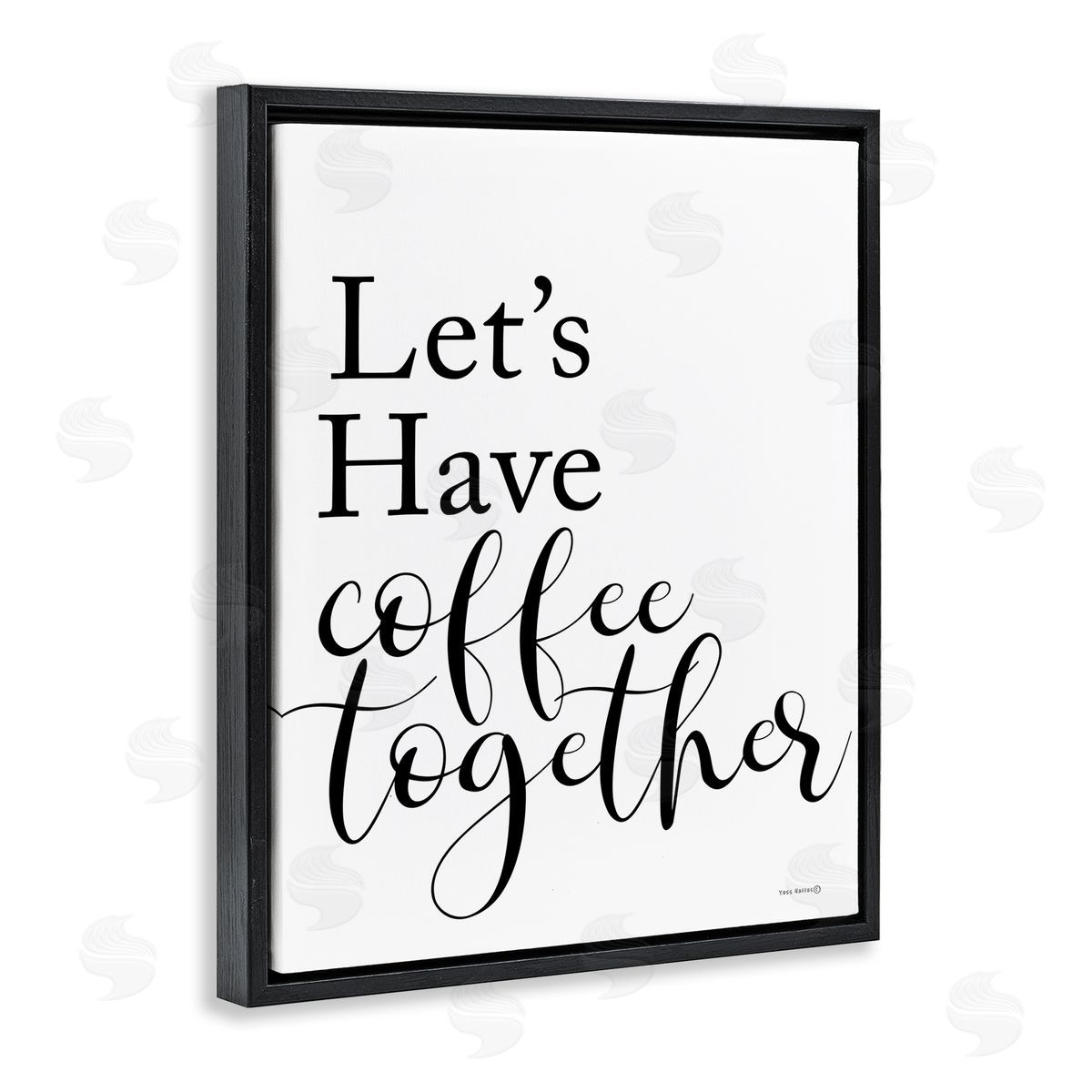 Yass Naffas Designs Coffee Together Phrase Black Floating Frame Canvas Wall Art Print