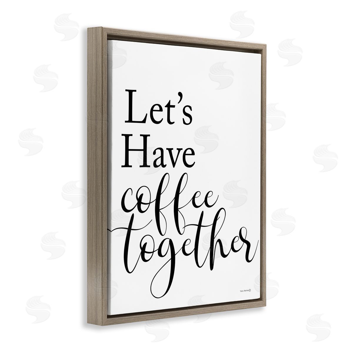 Yass Naffas Designs Coffee Together Phrase Brown Floating Frame Canvas Wall Art Print