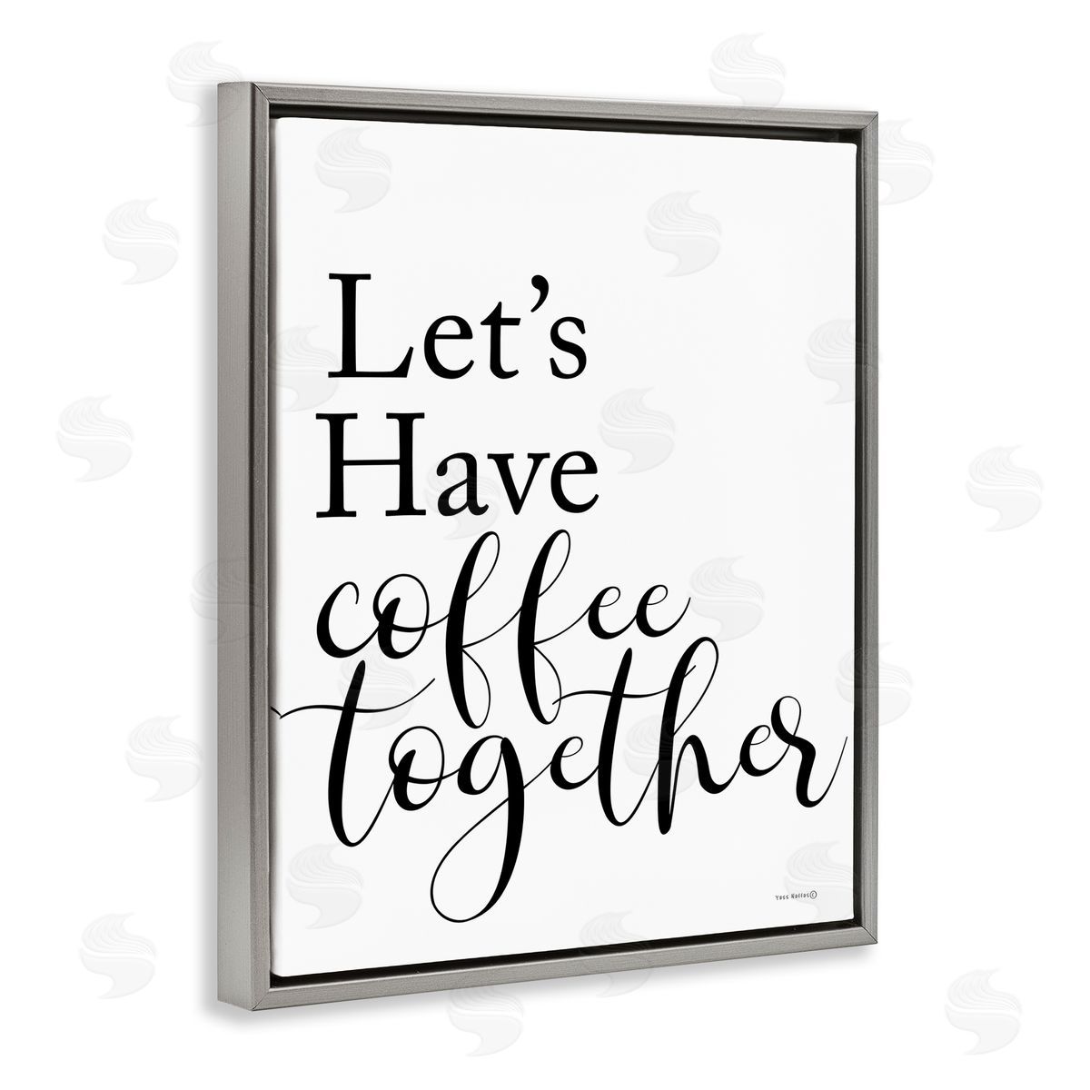 Yass Naffas Designs Coffee Together Phrase Gray Floating Frame Canvas Wall Art Print