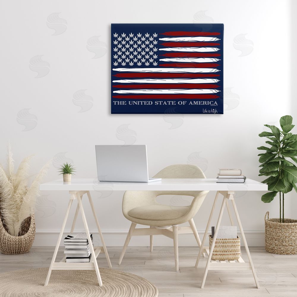 Higher Learning/Life Is High Herb America Flag Canvas Wall Art Print in Room