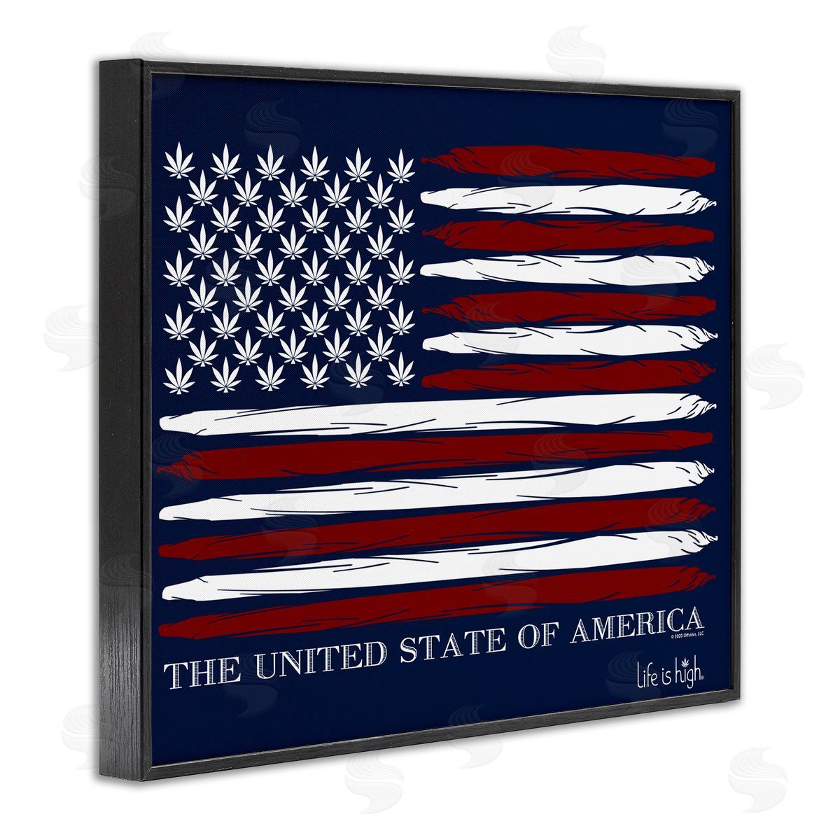 Higher Learning/Life Is High Herb America Flag Black Framed Giclee Wall Art Print