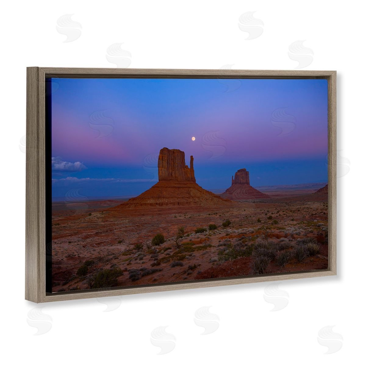 Marty Hulsebos Moon over Canyon Mesa Brown Floating Frame Canvas Wall Art Print