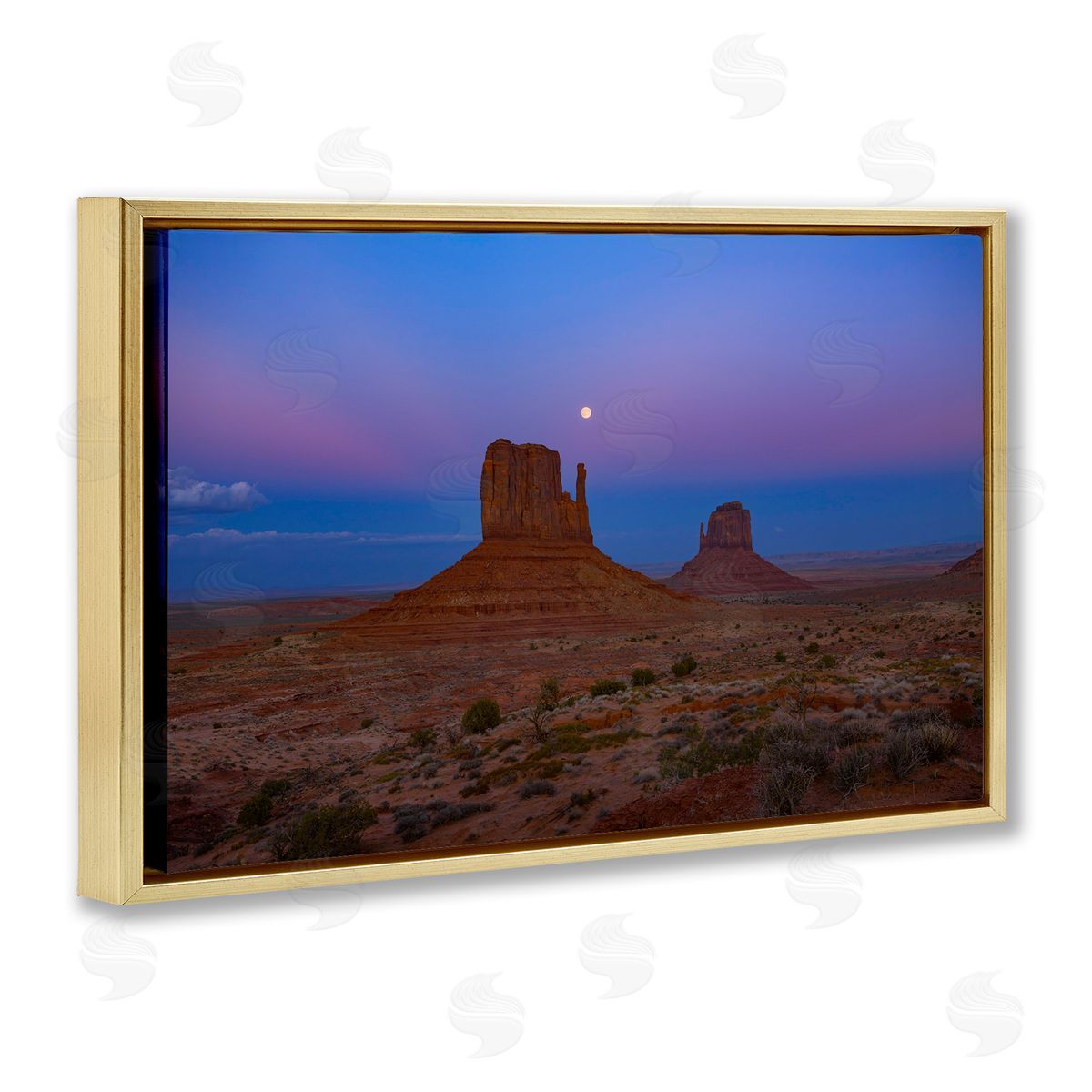 Marty Hulsebos Moon over Canyon Mesa Gold Floating Frame Canvas Wall Art Print
