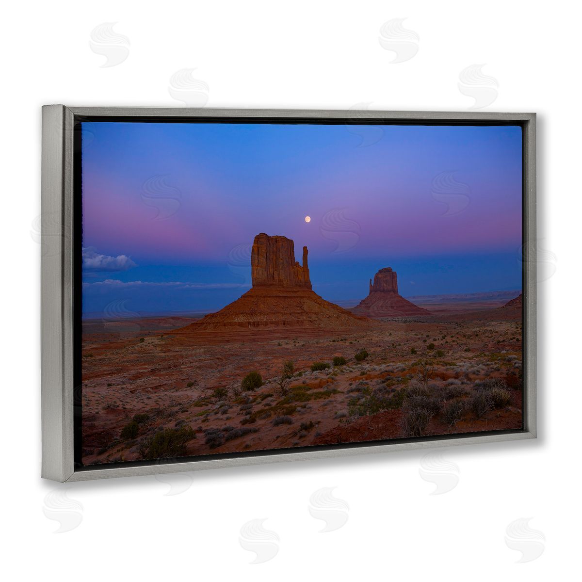 Marty Hulsebos Moon over Canyon Mesa Gray Floating Frame Canvas Wall Art Print