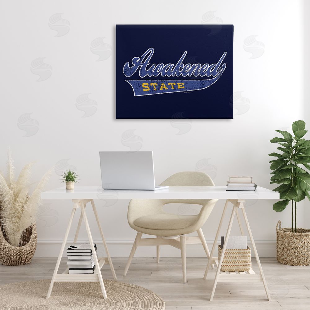 Higher Learning/Life Is High Awakened State Varsity Canvas Wall Art Print in Room