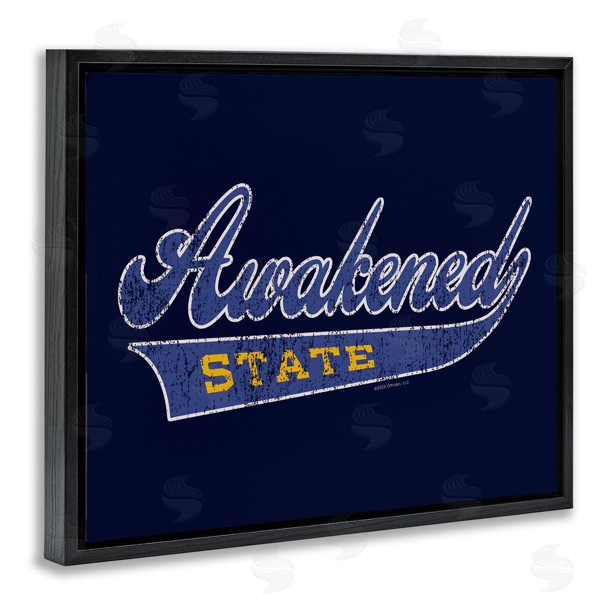 Higher Learning/Life Is High Awakened State Varsity Black Floating Frame Canvas Wall Art Print