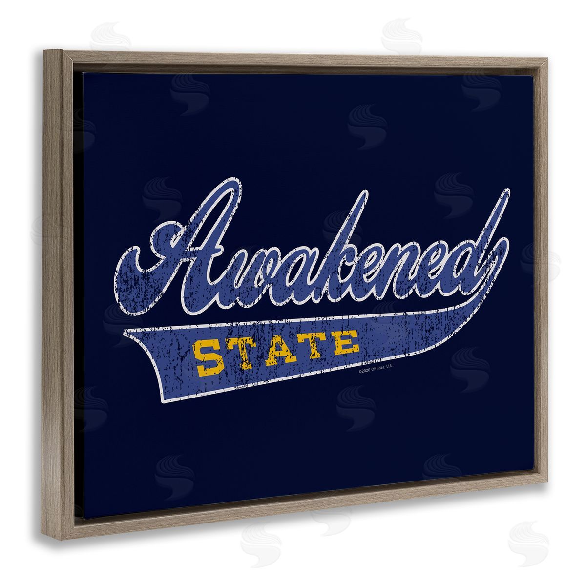Higher Learning/Life Is High Awakened State Varsity Brown Floating Frame Canvas Wall Art Print