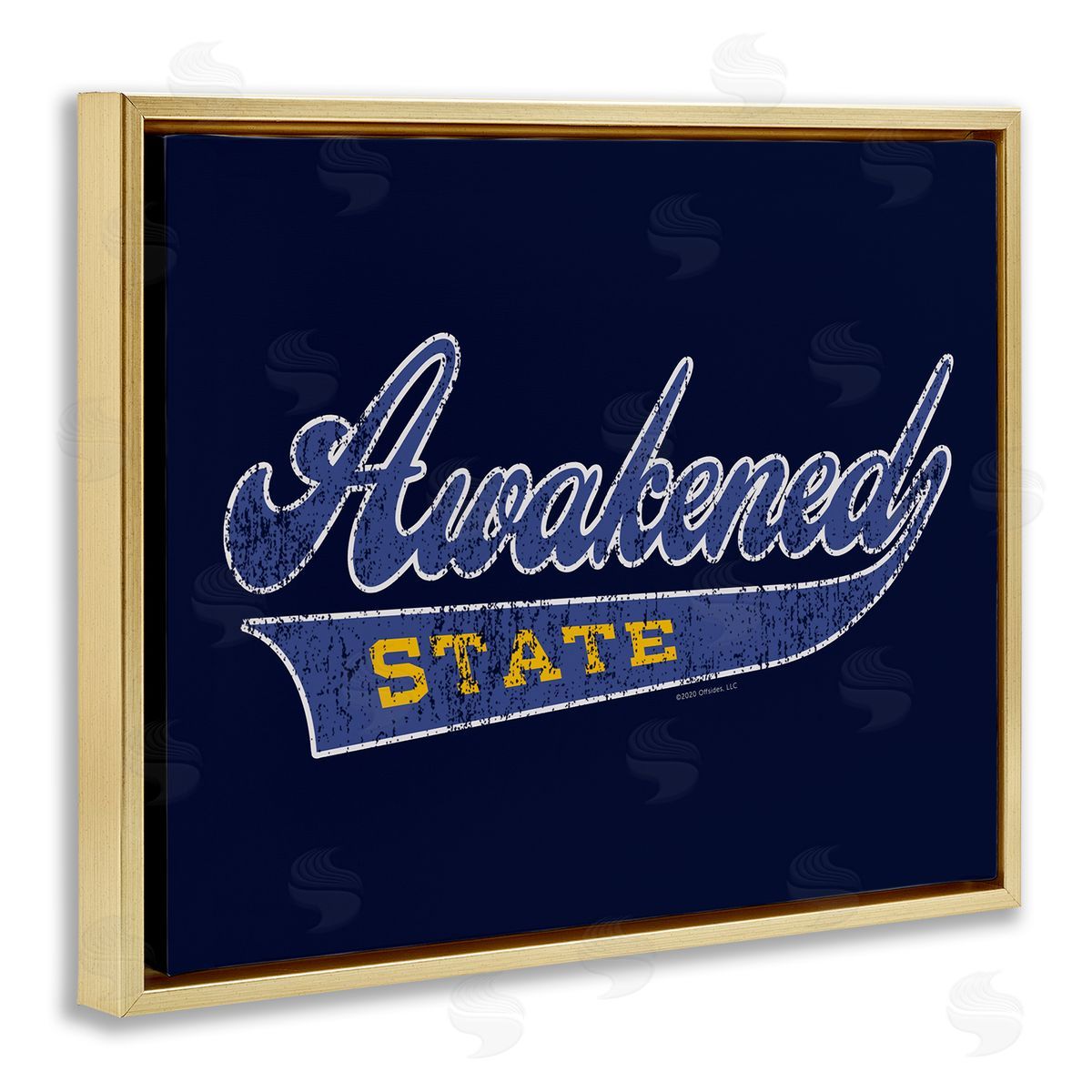 Higher Learning/Life Is High Awakened State Varsity Gold Floating Frame Canvas Wall Art Print