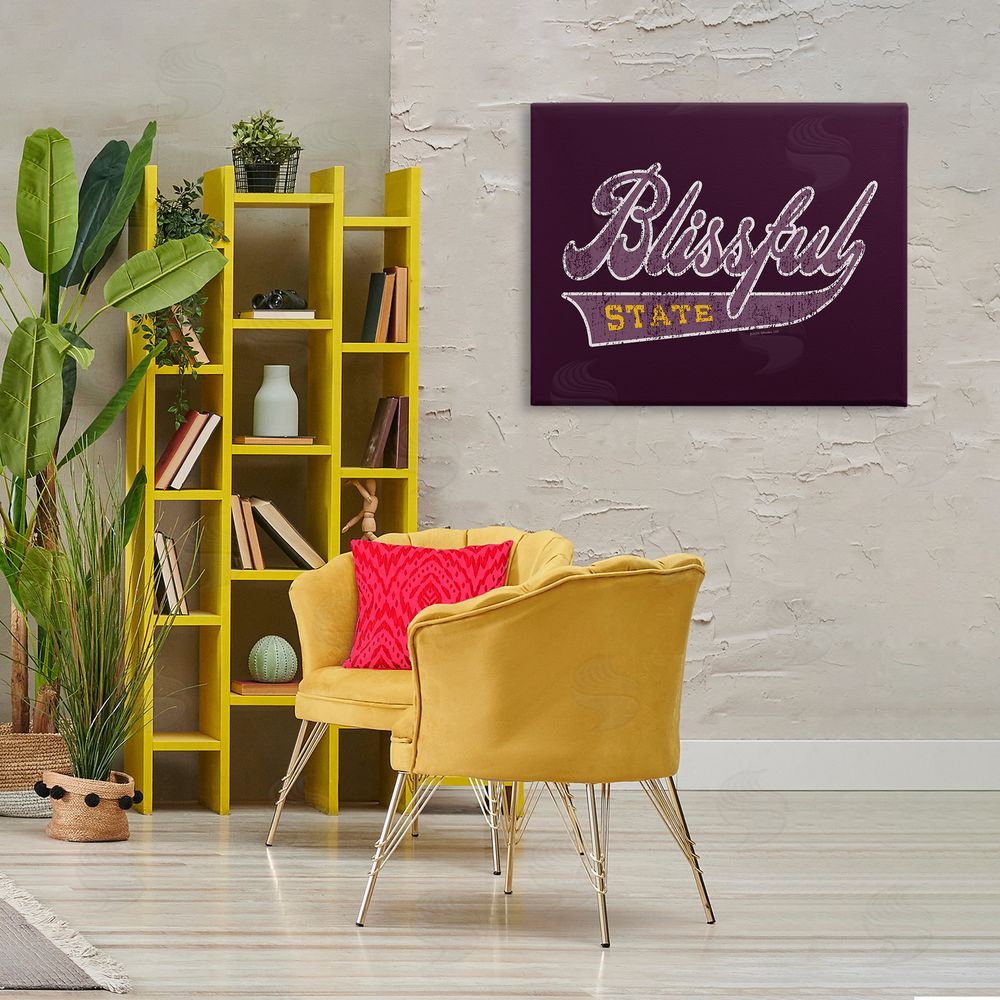 Higher Learning/Life Is High Blissful State Varsity Canvas Wall Art Print in Room