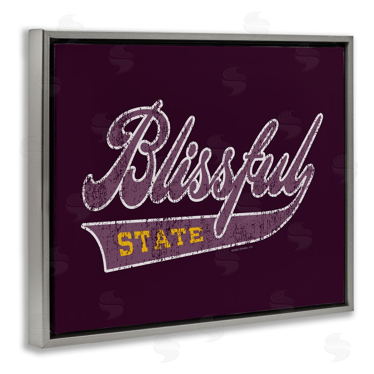 Higher Learning/Life Is High Blissful State Varsity Gray Floating Frame Canvas Wall Art Print