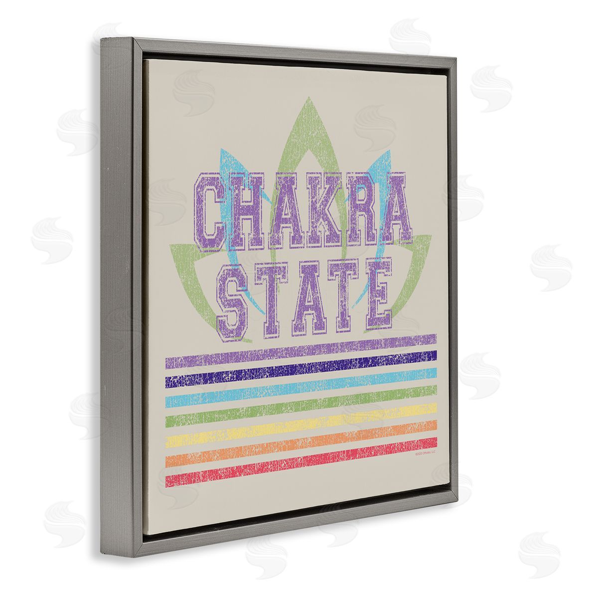 Higher Learning/Life Is High Vintage Chakra State Gray Floating Frame Canvas Wall Art Print