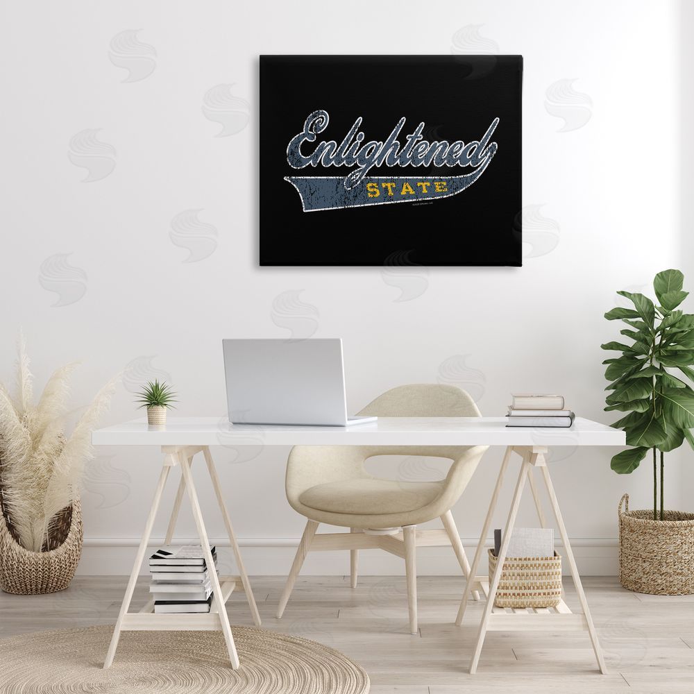 Higher Learning/Life Is High Enlightened State Varsity Canvas Wall Art Print in Room