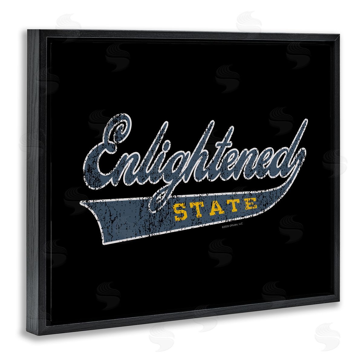 Higher Learning/Life Is High Enlightened State Varsity Black Floating Frame Canvas Wall Art Print