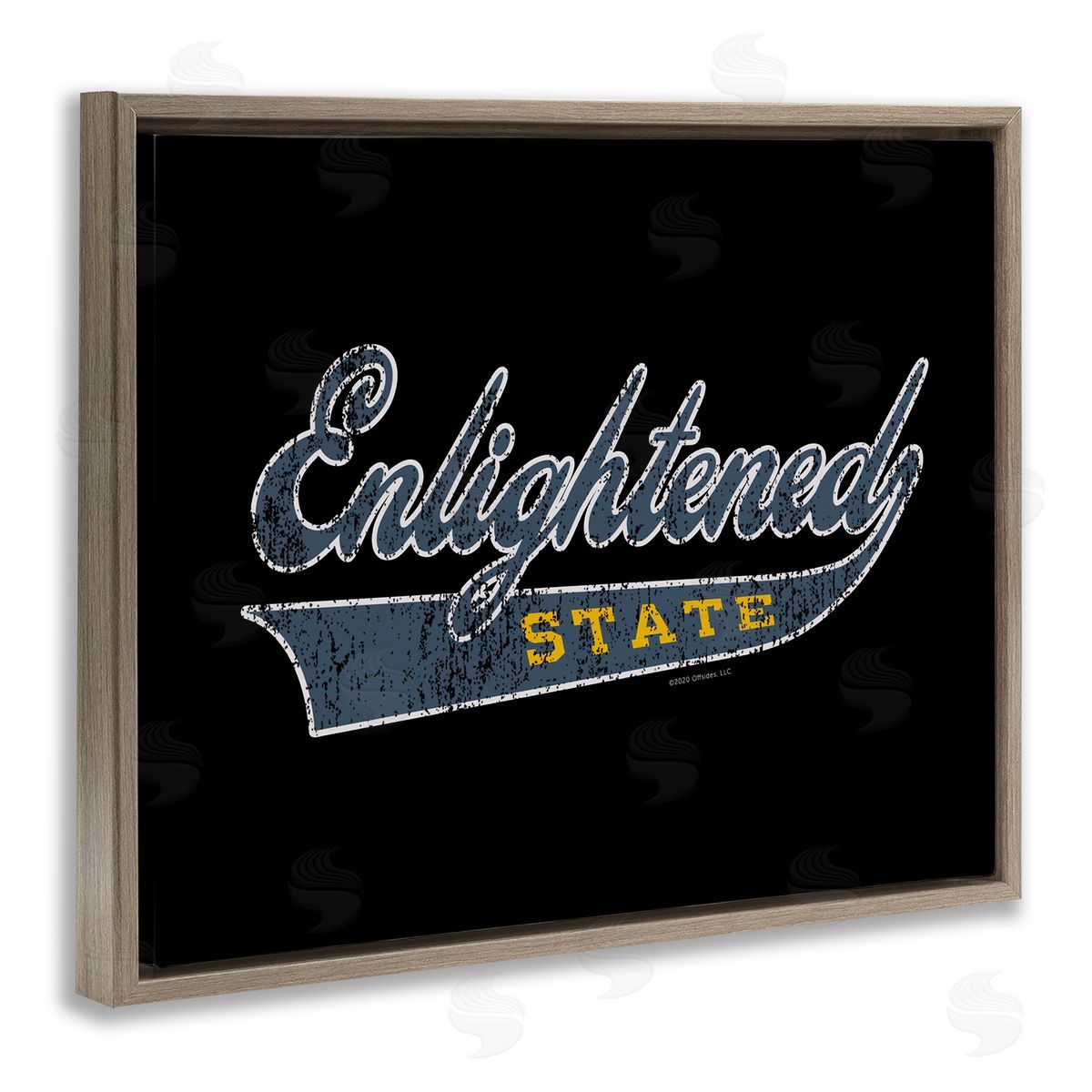 Higher Learning/Life Is High Enlightened State Varsity Brown Floating Frame Canvas Wall Art Print