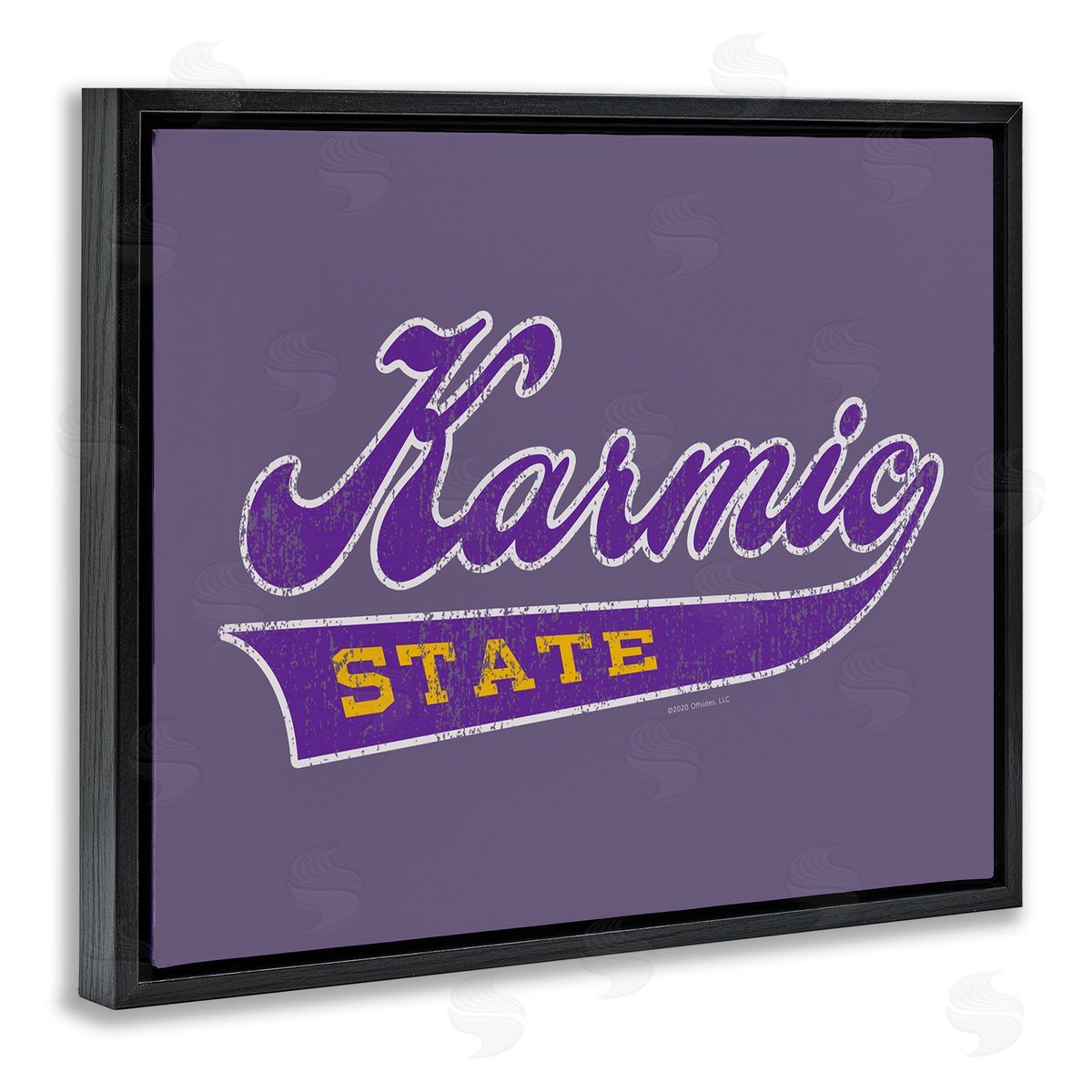 Higher Learning/Life Is High Karmic State Varsity Black Floating Frame Canvas Wall Art Print