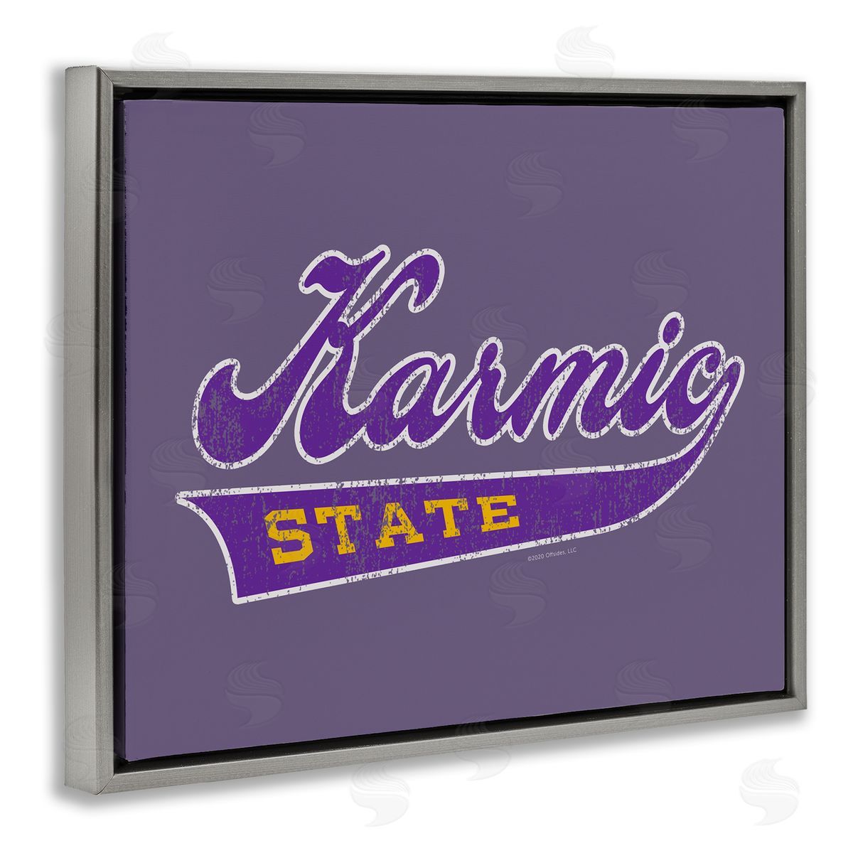 Higher Learning/Life Is High Karmic State Varsity Gray Floating Frame Canvas Wall Art Print
