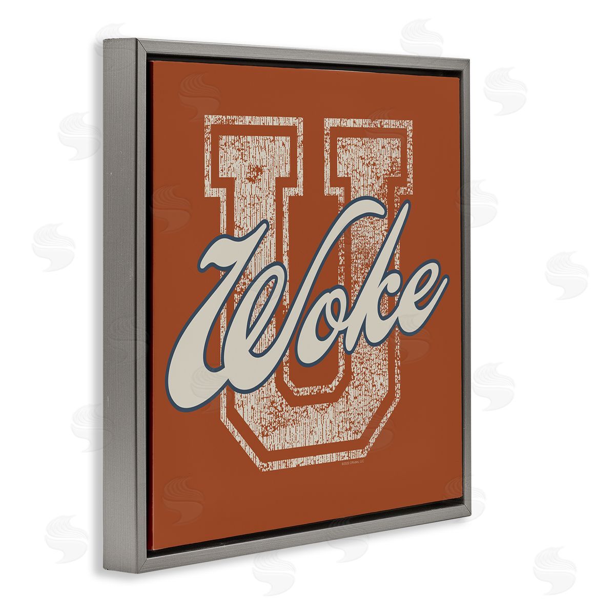Higher Learning/Life Is High Woke U Varsity Style Gray Floating Frame Canvas Wall Art Print