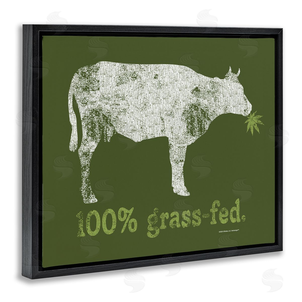 Higher Learning/Life Is High Grass Fed Cow Black Floating Frame Canvas Wall Art Print