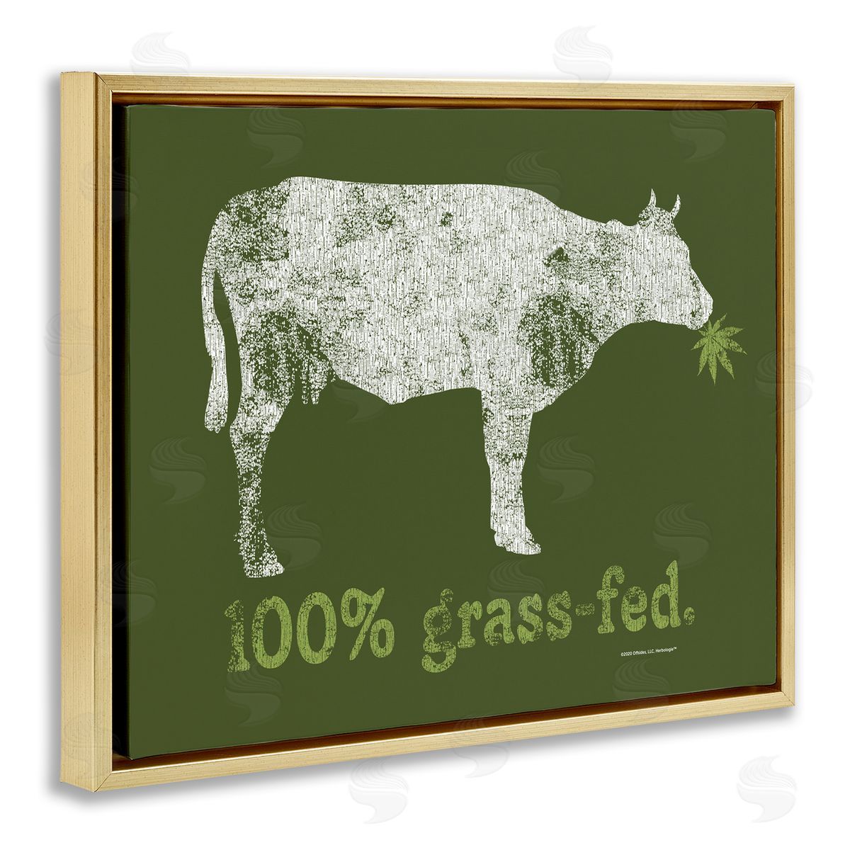 Higher Learning/Life Is High Grass Fed Cow Gold Floating Frame Canvas Wall Art Print